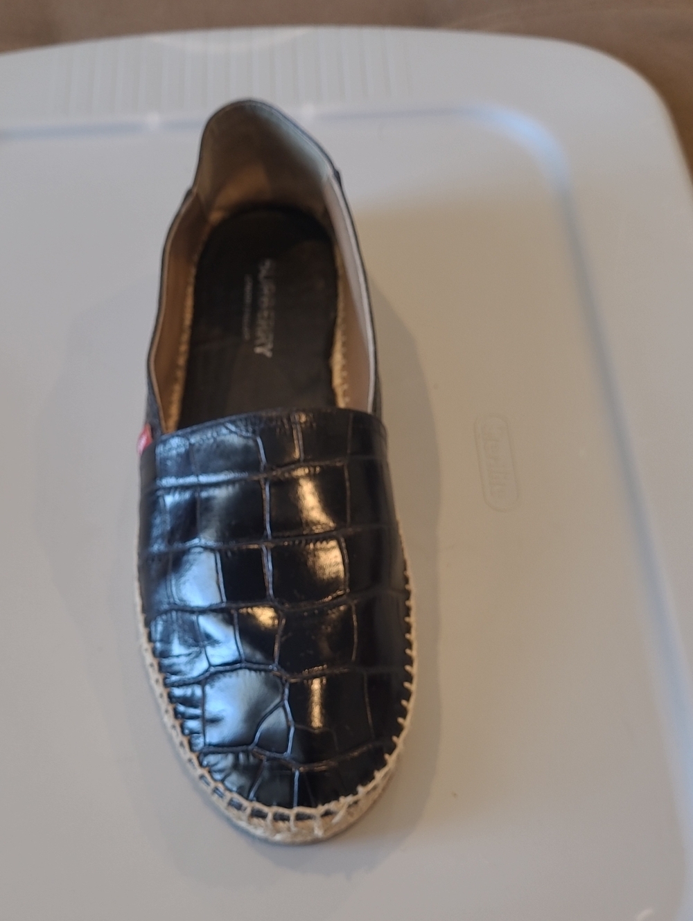 Burberry *SINGLE RIGHT SHOE AMPUTEE* Men's Black Croc Print Espadrille Sz 45/12